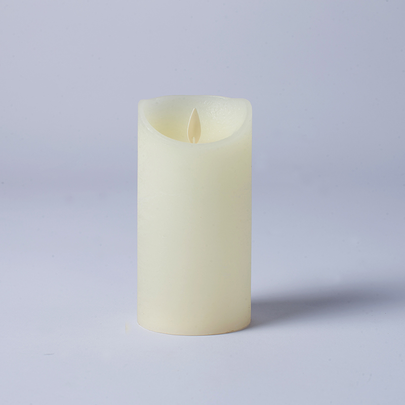 Set mit 3 flammenlosen Elfenbeinkerzen aus echtem Wachs